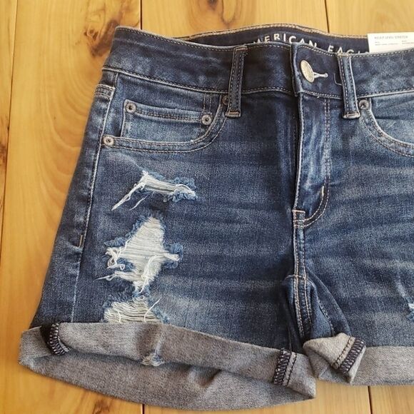 AEO NE(X)T LEVEL STRETCH DISTRESSED JEAN SHORTS - Picture 2 of 7